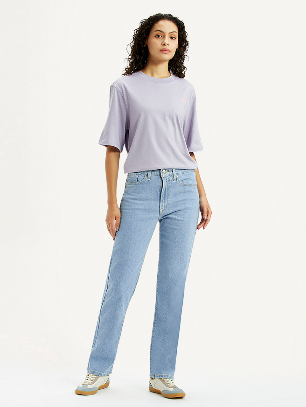 Women's Light Blue Wedgie Straight Fit Mid Rise Jeans - Front View