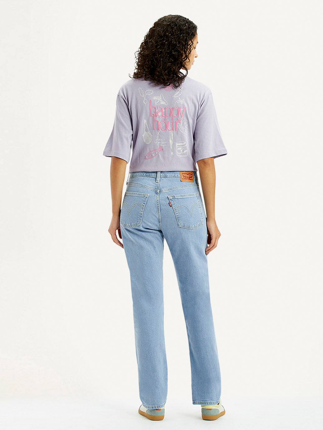 Women's Light Blue Wedgie Straight Fit Mid Rise Jeans - Back View