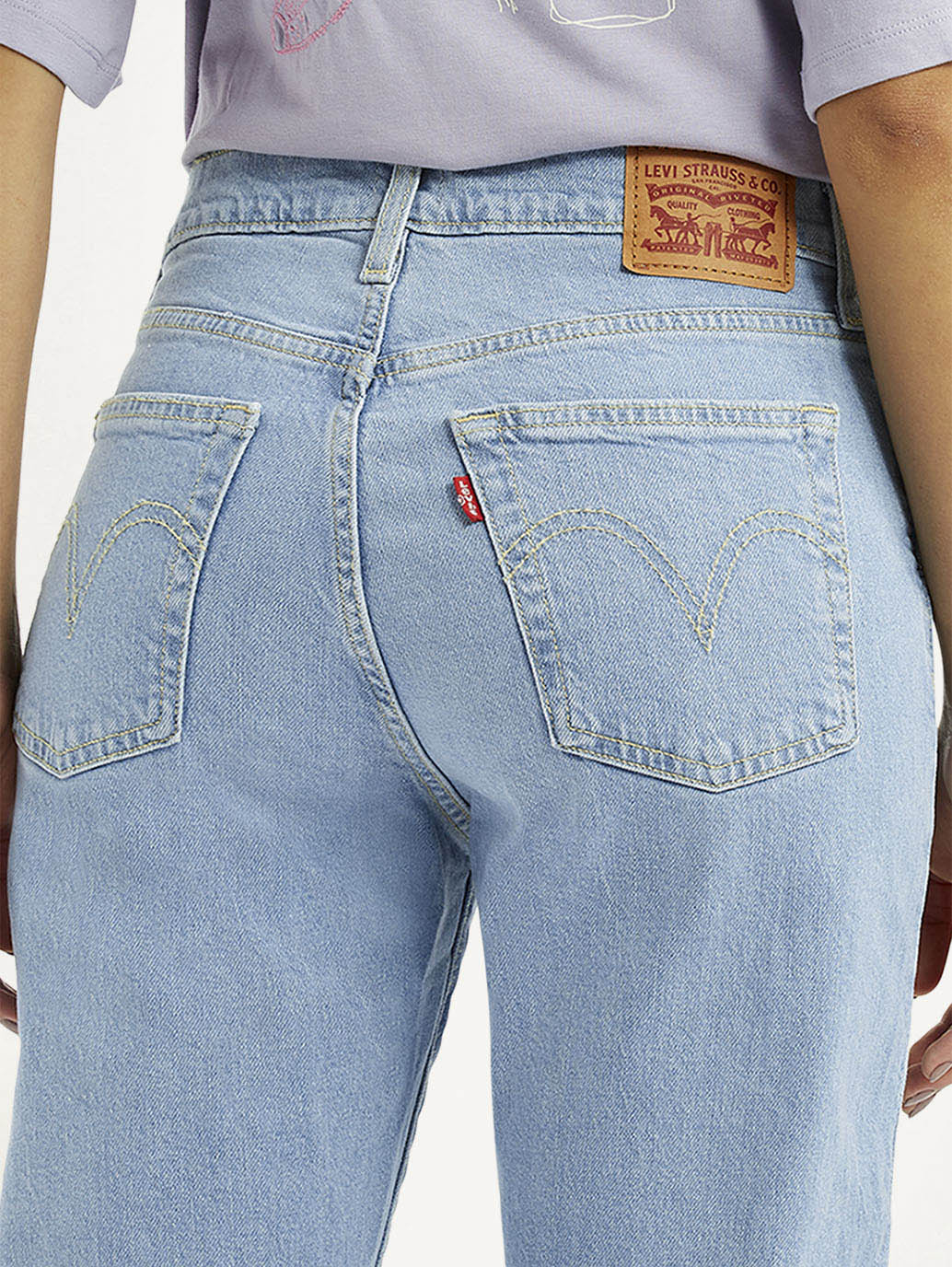 Women's Light Blue Wedgie Straight Fit Mid Rise Jeans - detail View