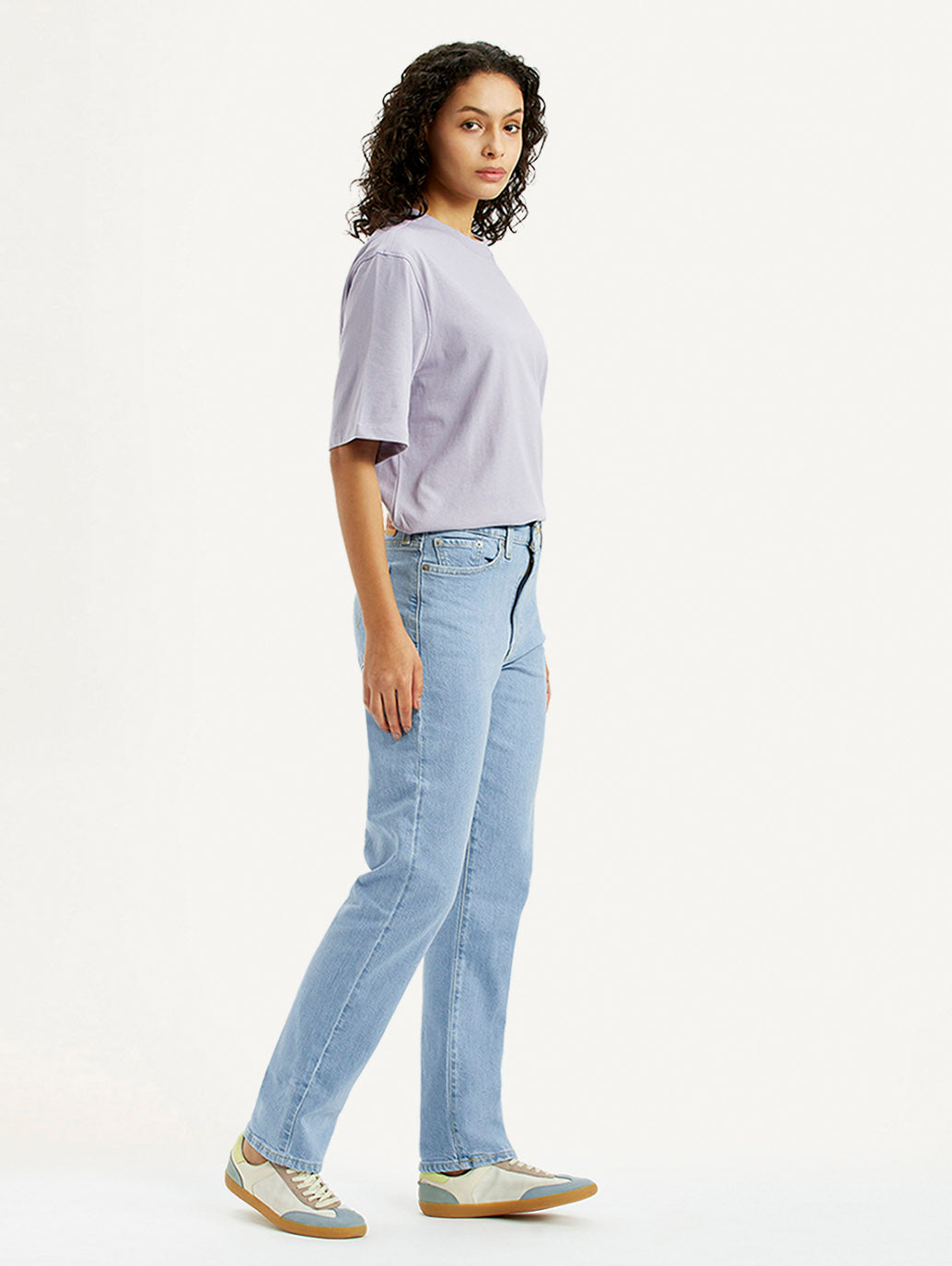 Women's Light Blue Wedgie Straight Fit Mid Rise Jeans - Side View