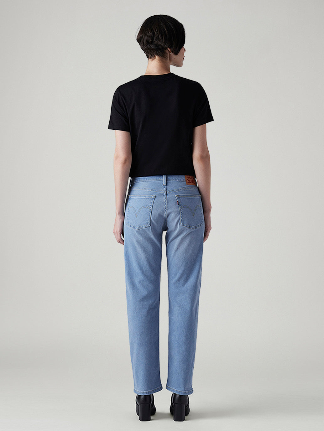 Women's Light Blue Wedgie Straight Fit Mid Rise Jeans - Back View