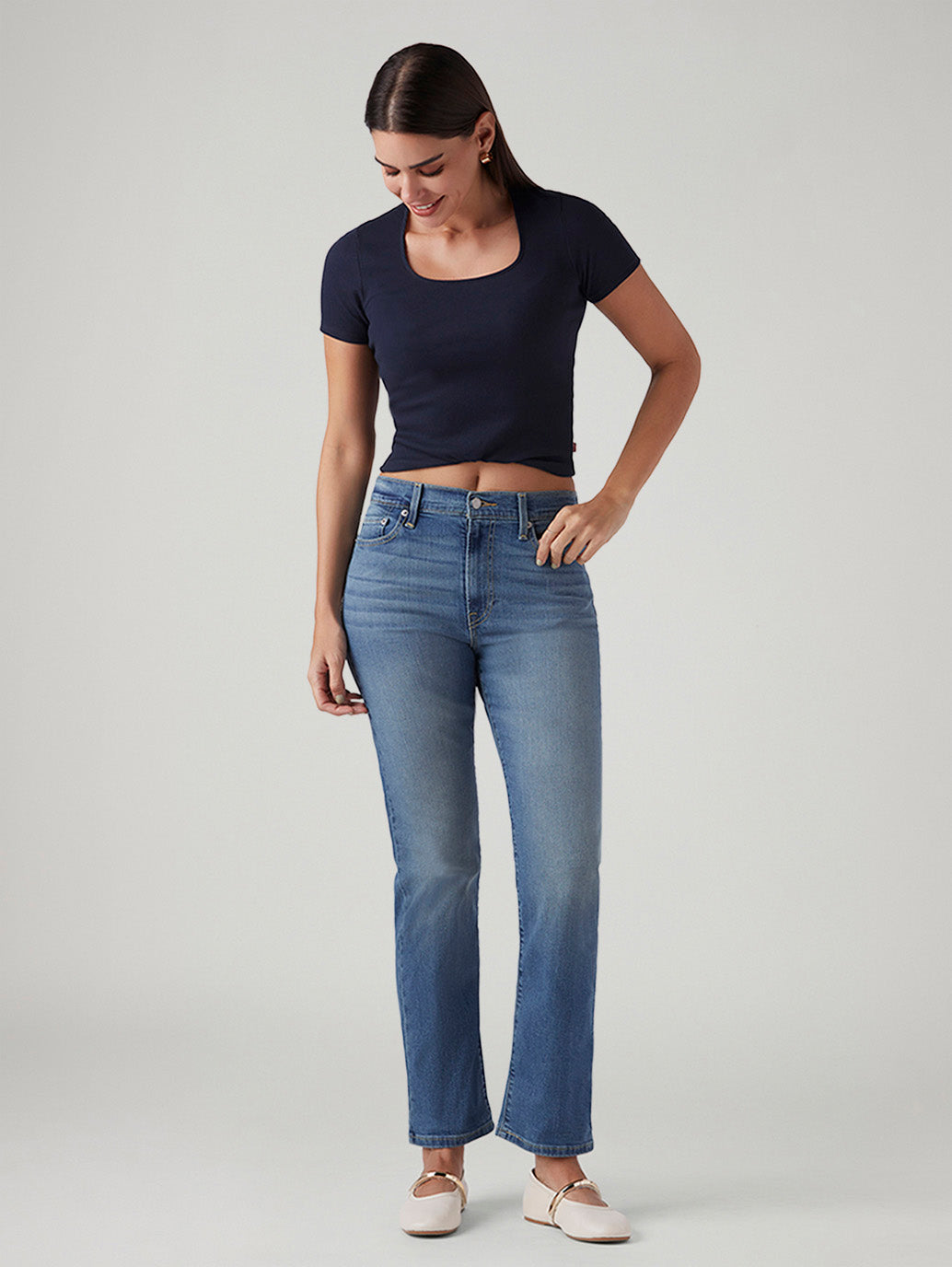 Women's Blue Wedgie Straight Fit High Rise Jeans