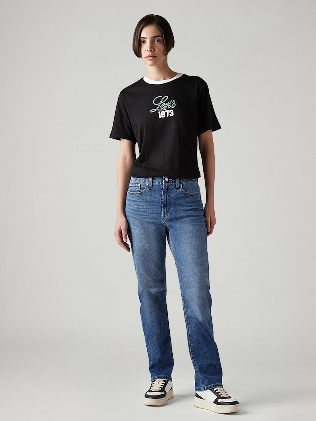 Women's Blue Wedgie Straight Fit High Rise Jeans - Front View