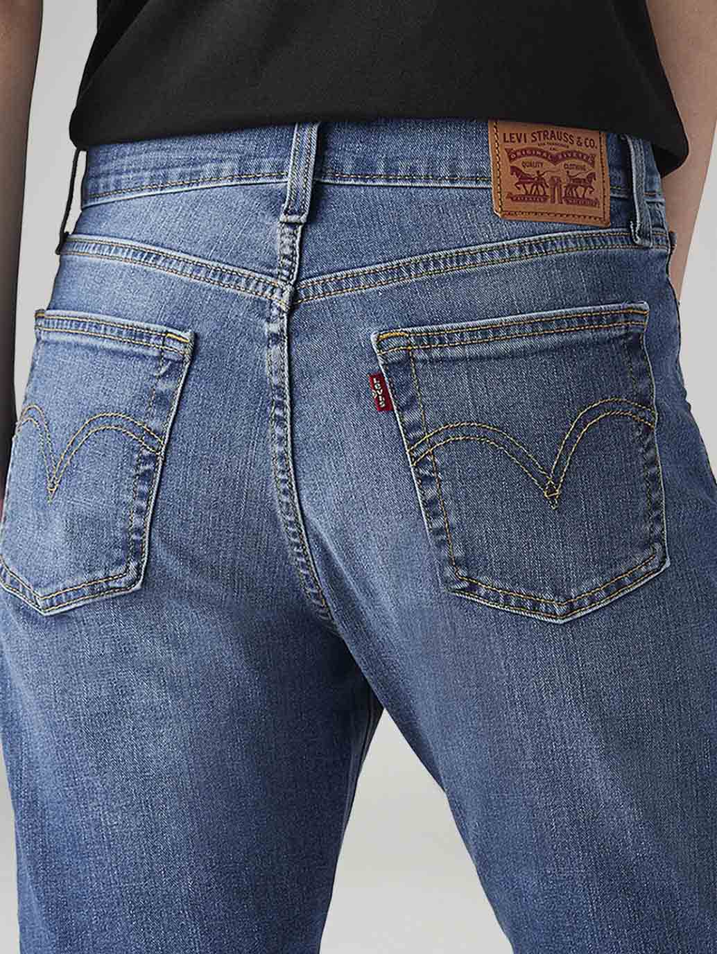 Women's Blue Wedgie Straight Fit High Rise Jeans - Detail View