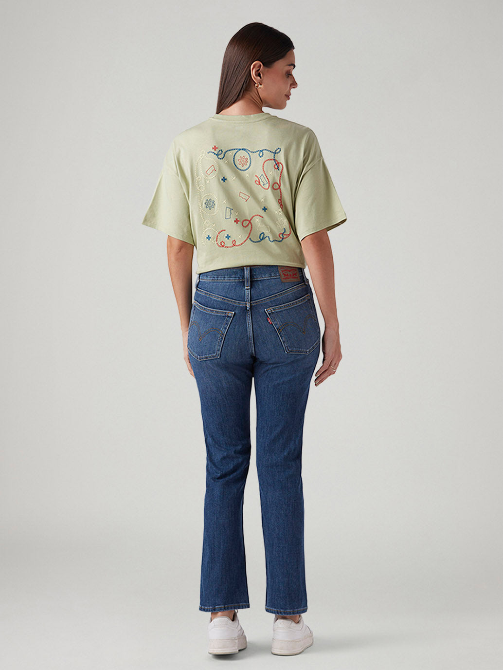 Women's Blue Wedgie Straight Fit High Rise Jeans - Back View