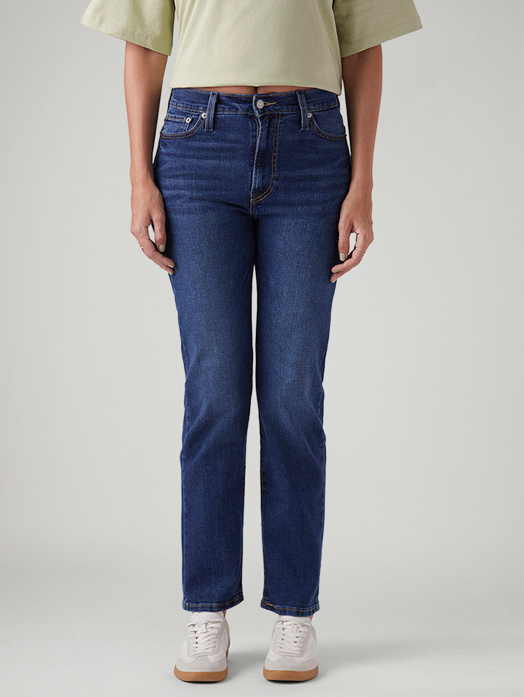 Women's Blue Wedgie Straight Fit High Rise Jeans - Front View