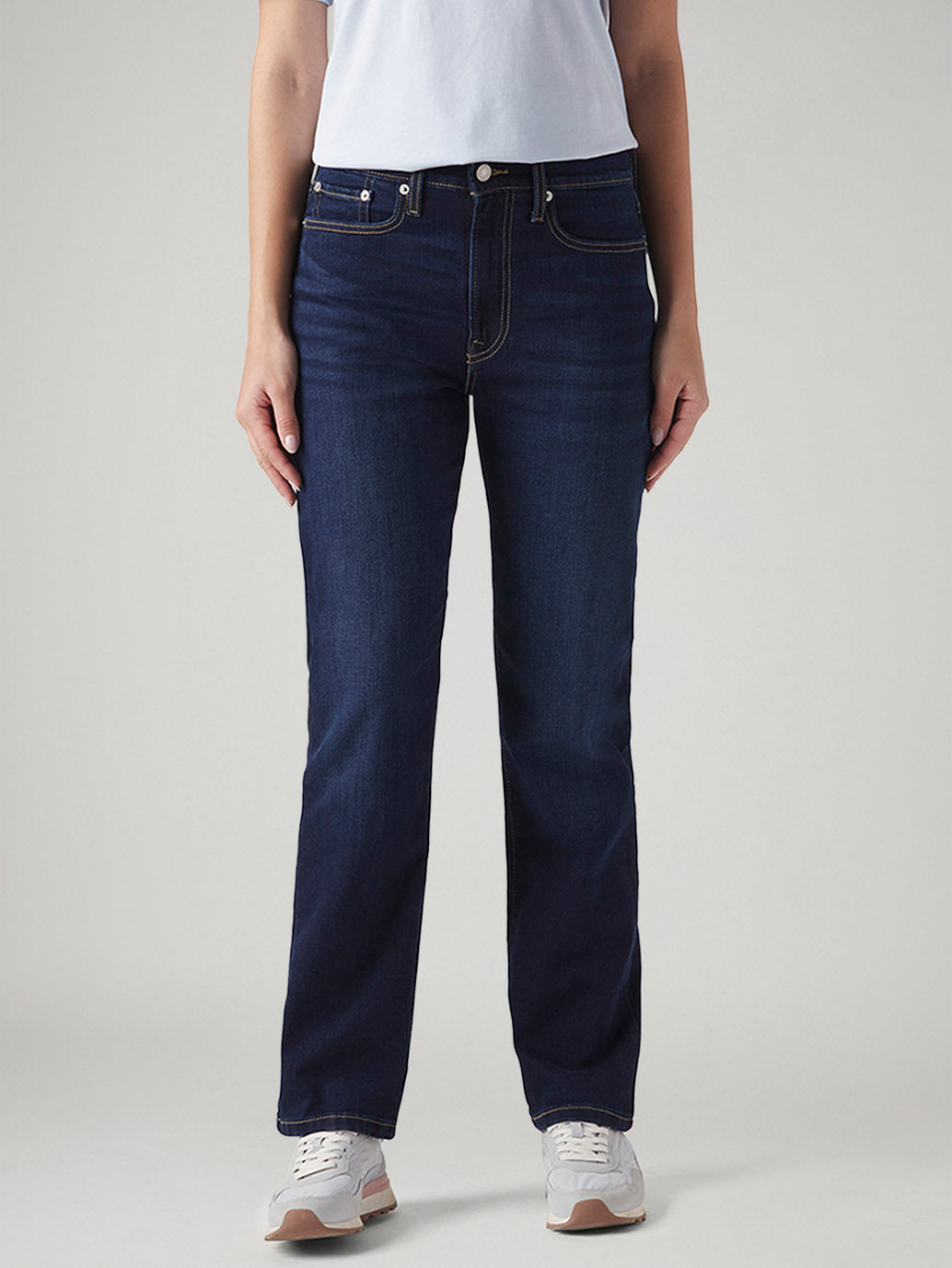 Women's Indigo Wedgie Straight Fit High Rise Jeans - Front View