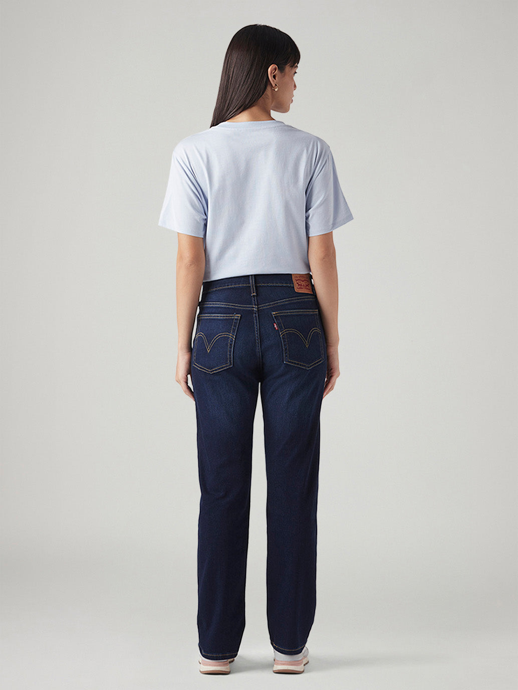 Women's Indigo Wedgie Straight Fit High Rise Jeans - Back View