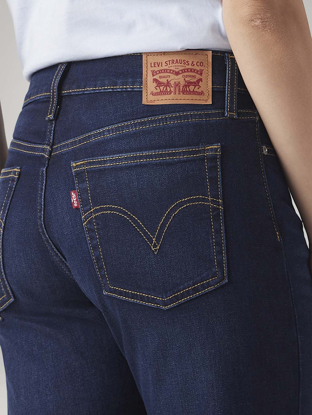 Women's Indigo Wedgie Straight Fit High Rise Jeans - Detail View