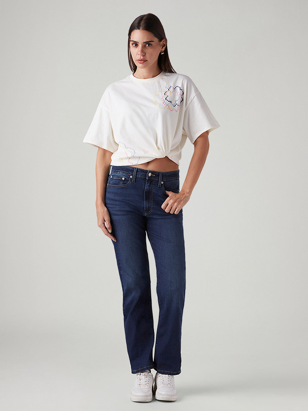Women's Dark Blue Wedgie Straight Fit High Rise Jeans