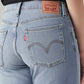 Women's Light Blue Wedgie Straight Fit High Rise Jeans - Detail View