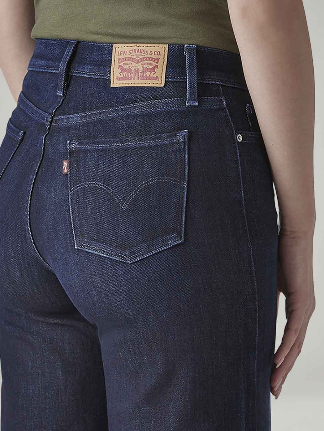 Women's Dark Indigo Wedgie Straight Fit High Rise Jeans - Detail View