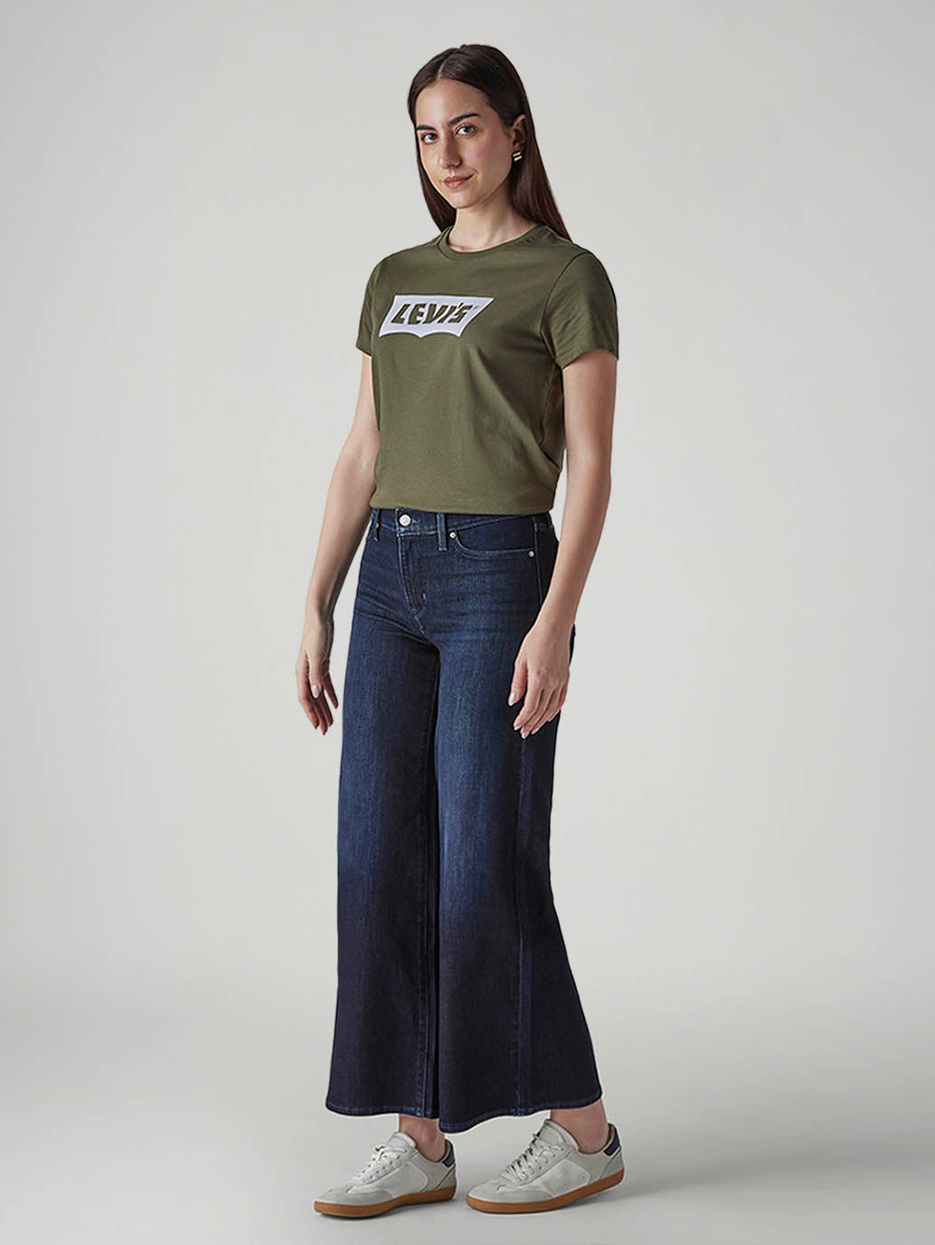 Women's Dark Indigo Wedgie Straight Fit High Rise Jeans - Side View