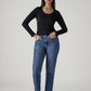 Women's Med Indigo Wedgie Straight Fit High Rise Jeans - Styleshot View