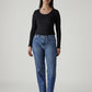 Women's Med Indigo Wedgie Straight Fit High Rise Jeans - Front View