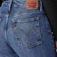 Women's Med Indigo Wedgie Straight Fit High Rise Jeans - Detail View