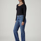Women's Med Indigo Wedgie Straight Fit High Rise Jeans - Side View