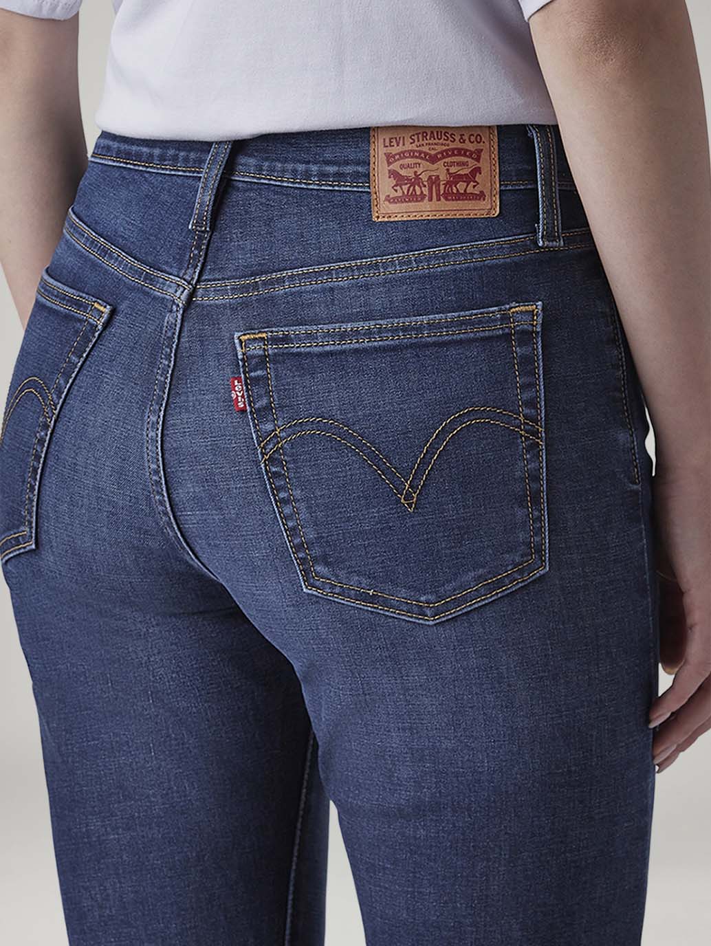 Women's Dark Indigo Wedgie Straight Fit High Rise Jeans - 20 View