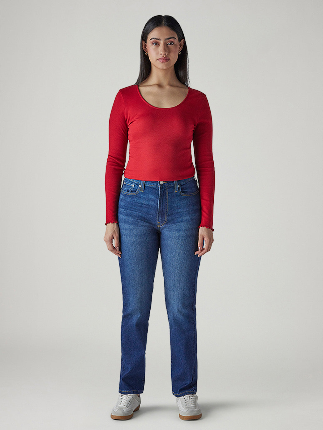 Women's Blue Wedgie Straight Fit High Rise Jeans - Front View