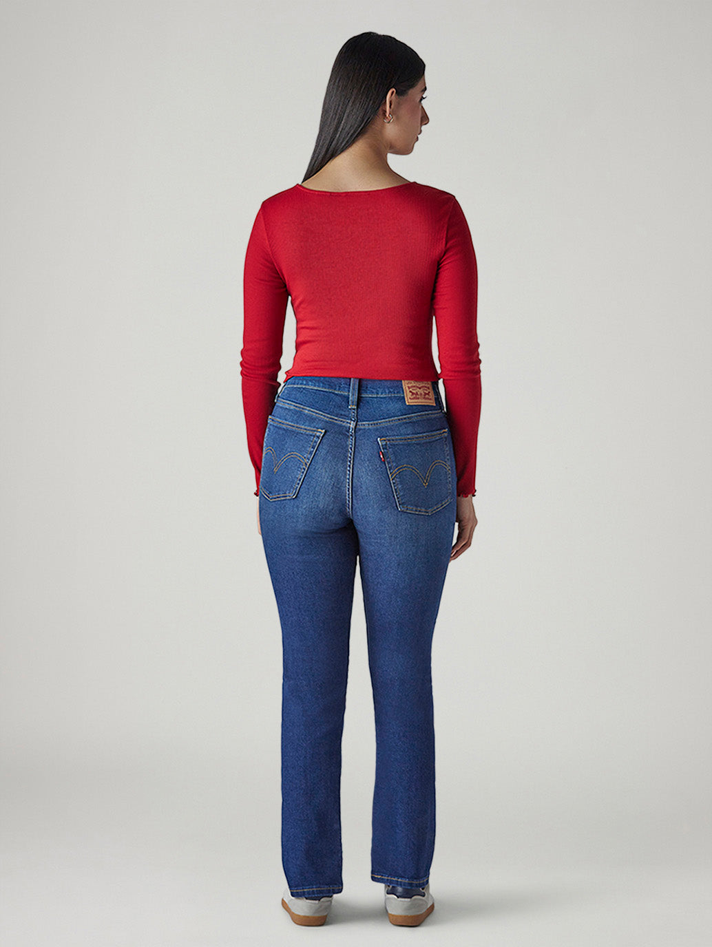 Women's Blue Wedgie Straight Fit High Rise Jeans - Back View