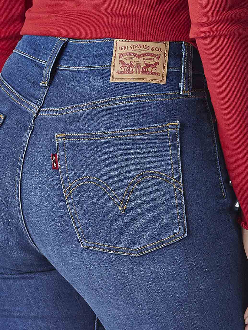 Women's Blue Wedgie Straight Fit High Rise Jeans - Detail View