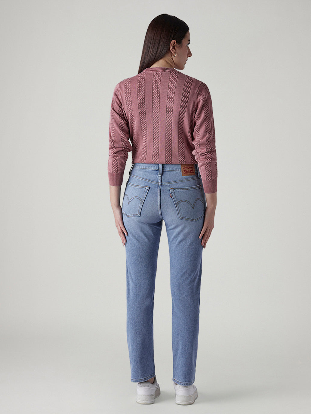 Women's Light Blue Wedgie Straight Fit High Rise Jeans - Back View