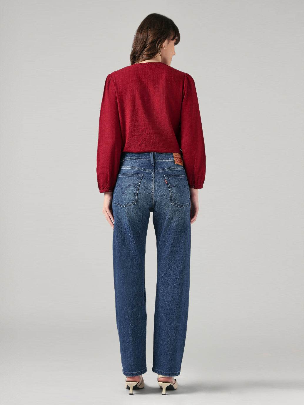 Women's Blue Wedgie Straight Fit High Rise Jeans - Back View