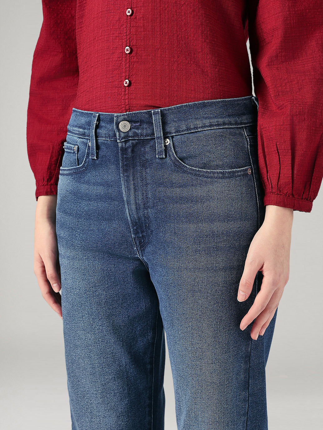 Women's Blue Wedgie Straight Fit High Rise Jeans - 20 View