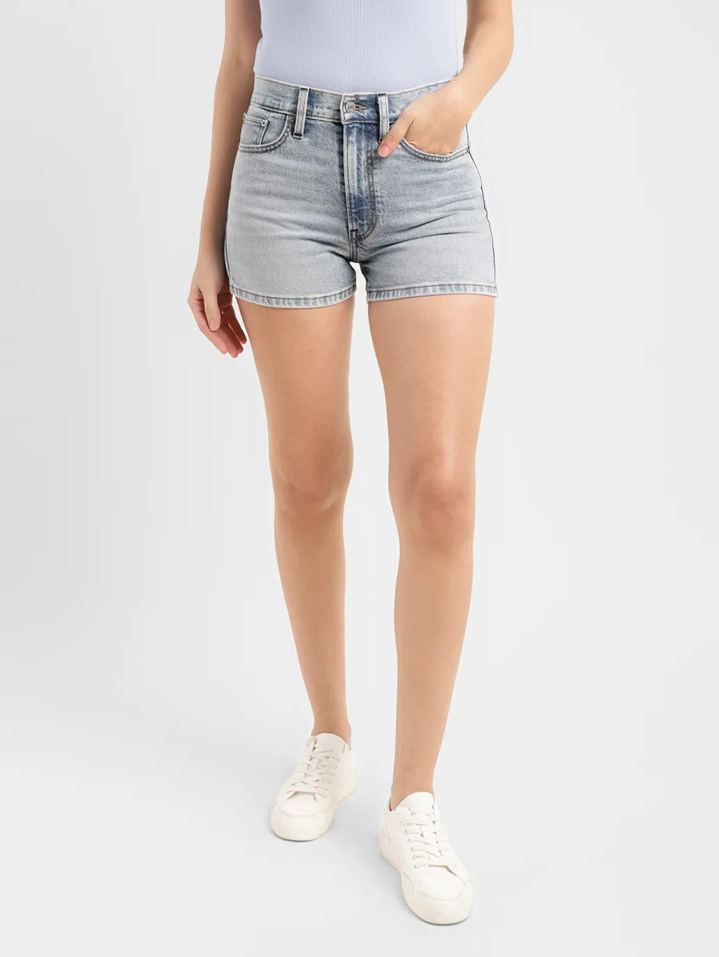 Women's High Rise Blue Regular Fit Denim Shorts