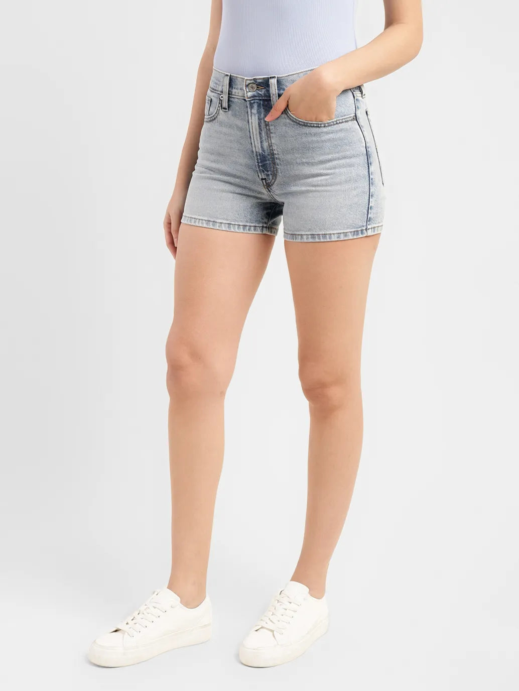 Women's High Rise Light Indigo Regular Fit Denim Shorts