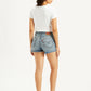 Women's Mid Rise Blue Wedgie Shorts - Back View