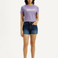 Women's Med Indigo Mid Rise Denim Wedgie Shorts - Front View