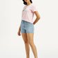 Women's Indigo Mid Rise Denim Wedgie Shorts - Side View