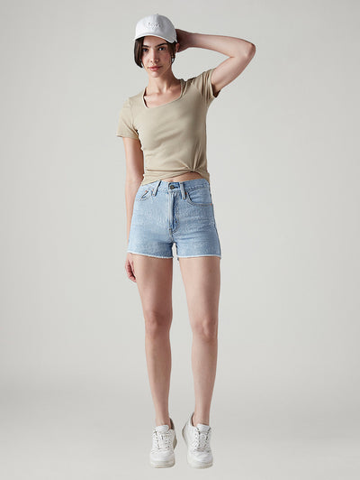 levi's Women's Light Blue Wedgie Fit Mid Rise Shorts-picture-31