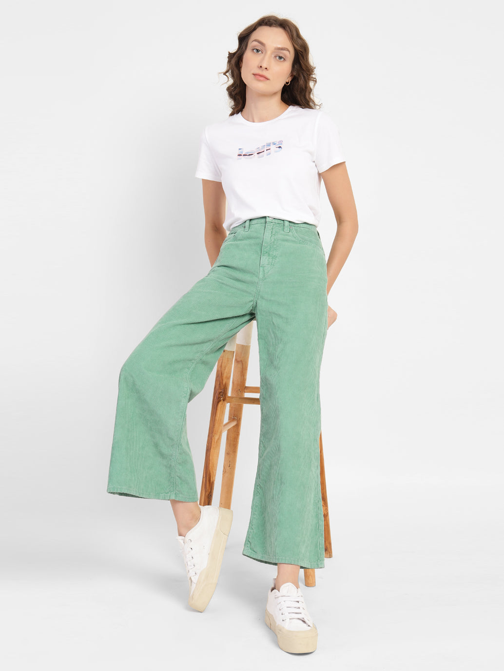 Women's Green Loose Fit High Rise Jeans
