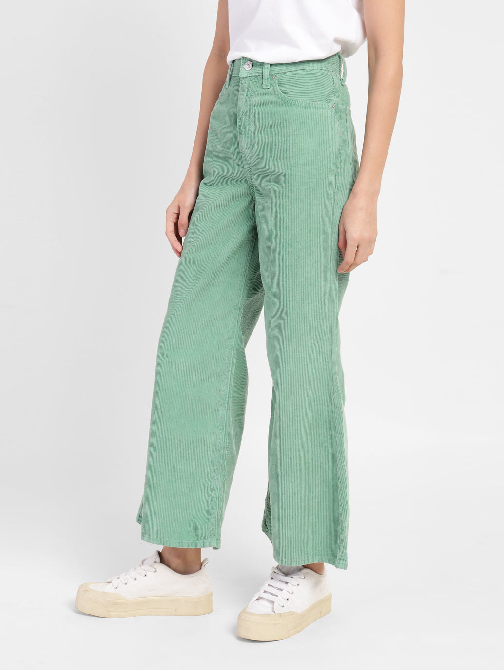 Women's Green Loose Fit High Rise Jeans - abdf8600-c596-4c22-a662-a06b52c33fa8 View