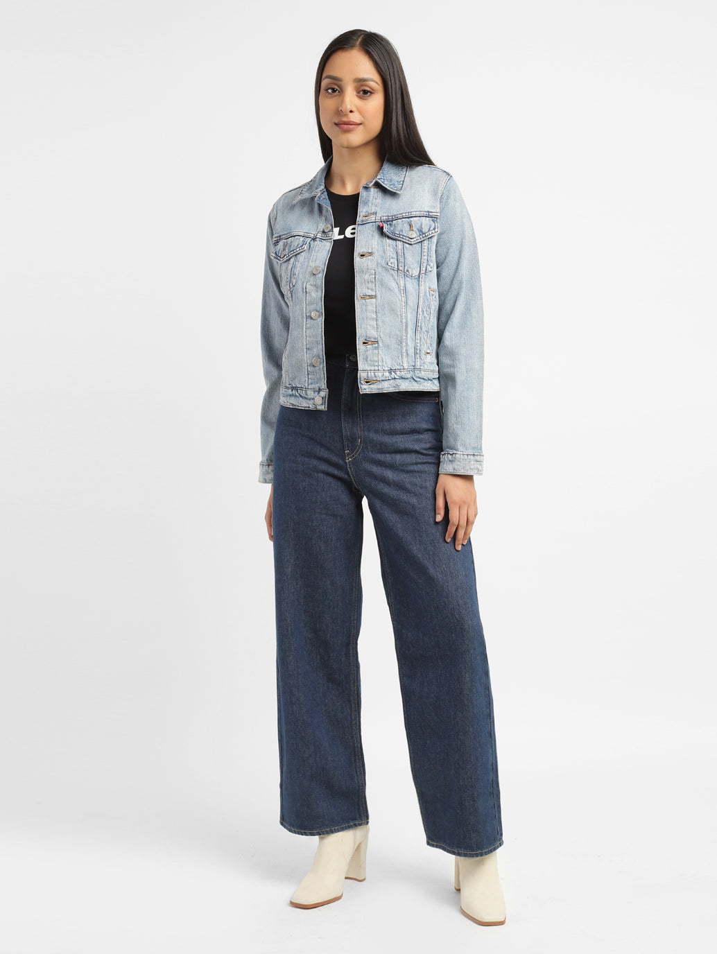 Women's Blue Loose Fit High Rise Jeans