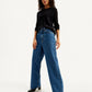 Women's High Rise Loose Fit Blue Jeans