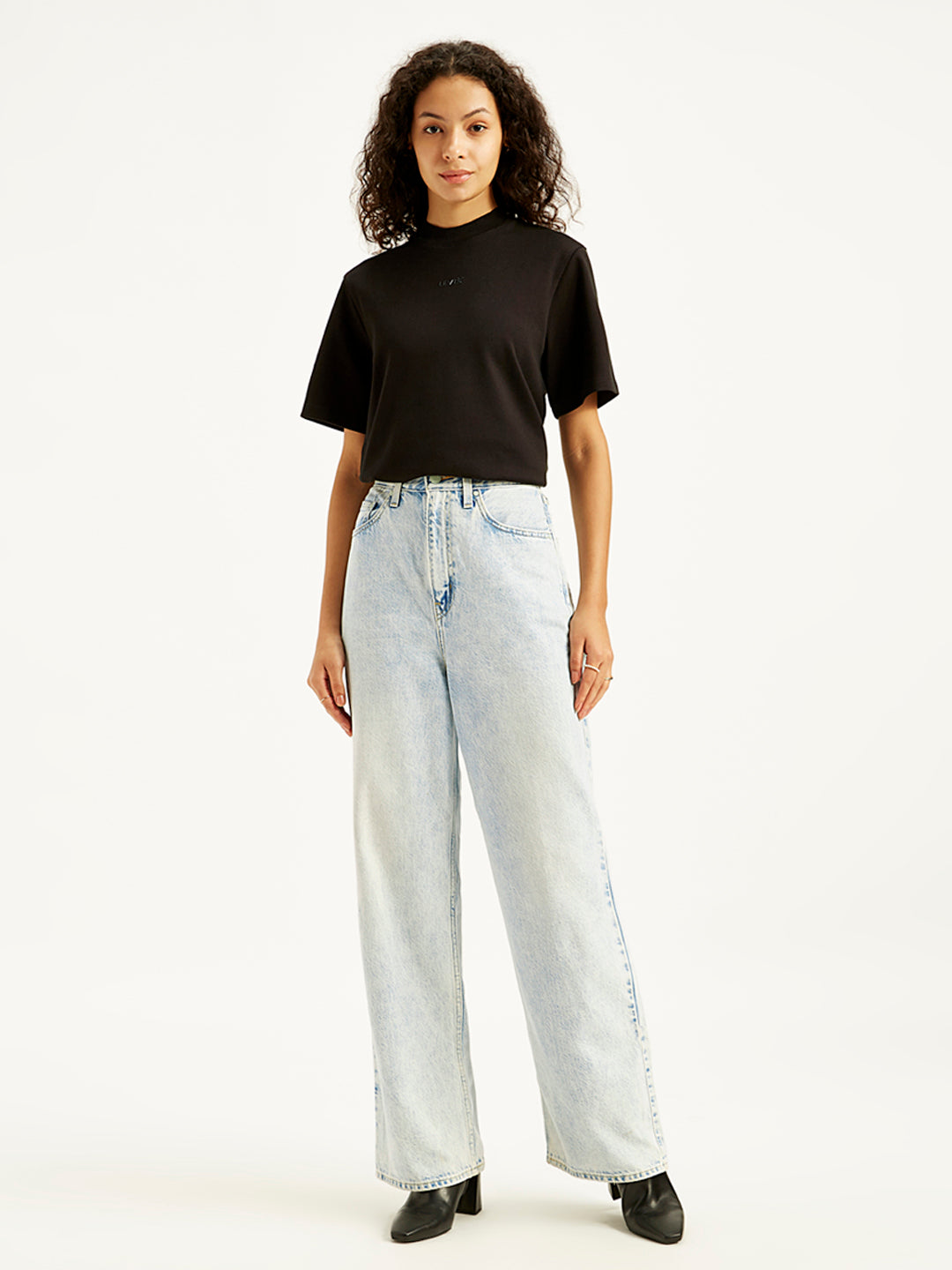 Women's Light Blue Loose Fit High Rise Jeans