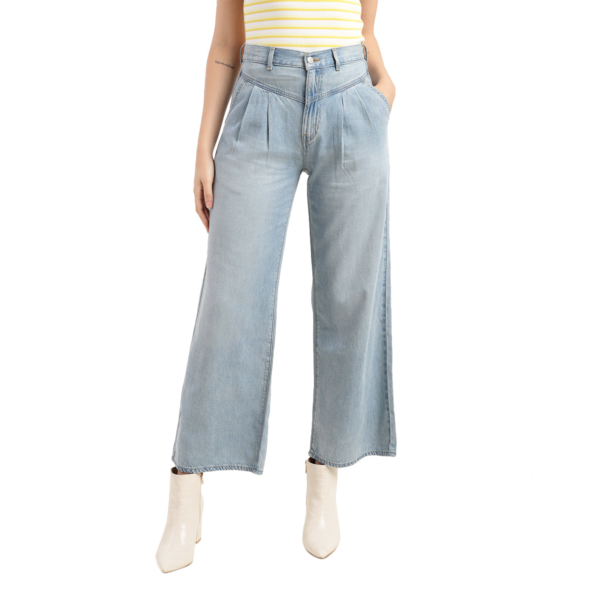 Women's Blue Baggy Fit High Rise Jeans