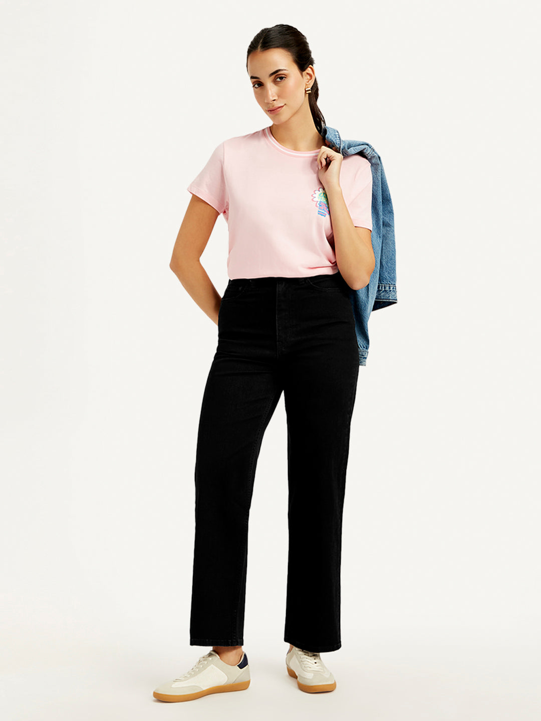 Women's Black Loose Fit High Rise Jeans