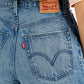 Women's High Rise Loose Fit Blue Jeans