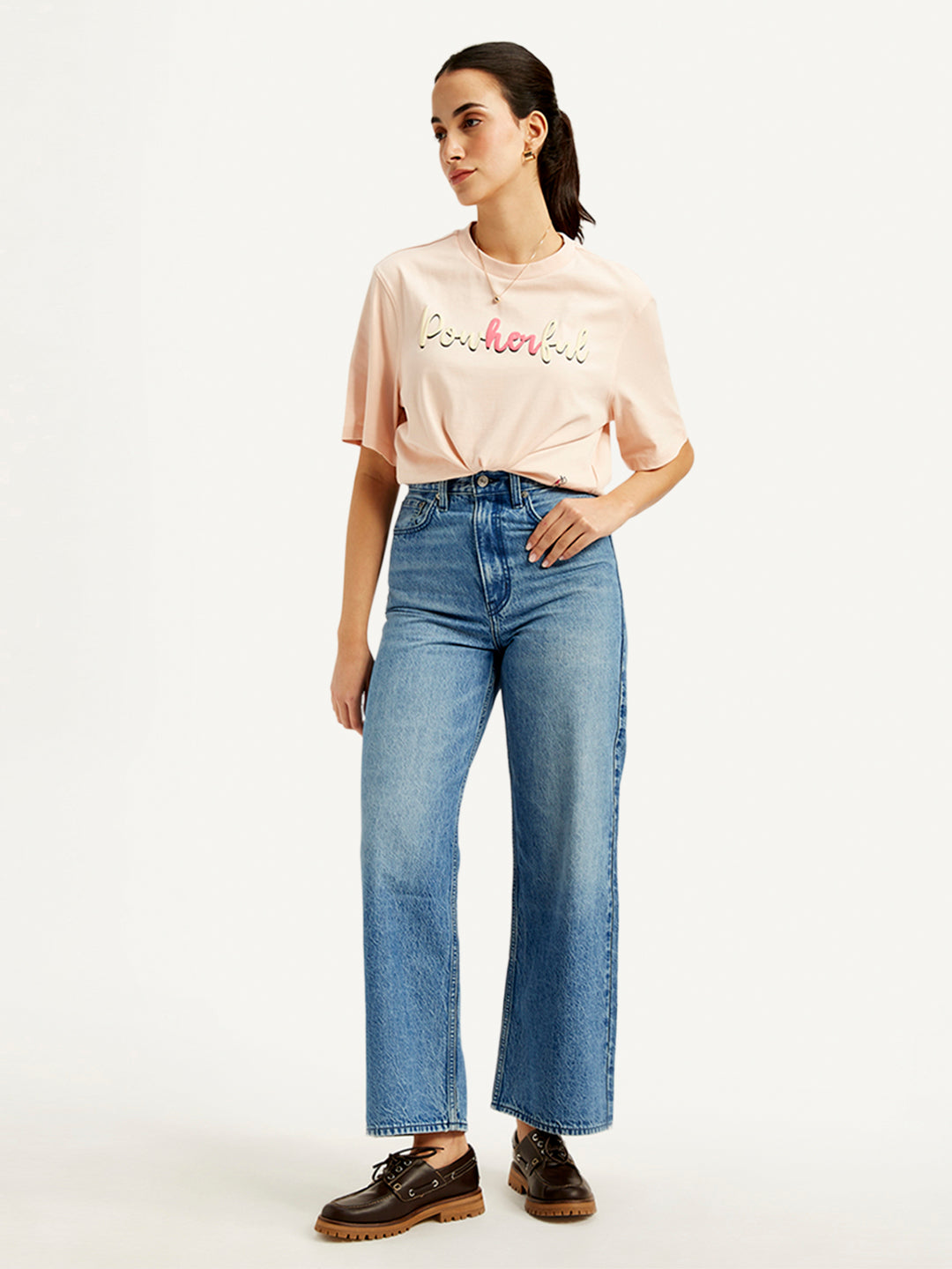 Women's Blue Loose Fit High Rise Jeans