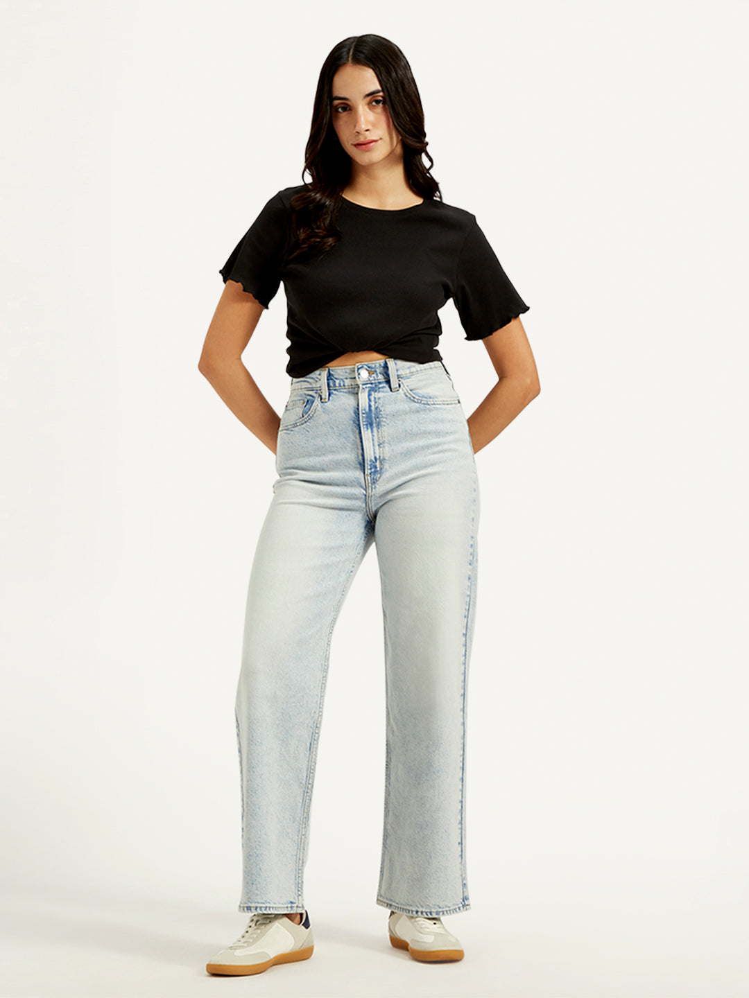 Women's Blue Loose Fit High Rise Jeans