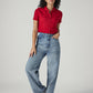 Women's Light Indigo Loose Fit High Rise Jeans - Styleshot View