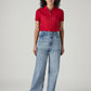 Women's Light Indigo Loose Fit High Rise Jeans - Front View