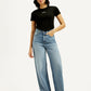 Women's Light Indigo Loose Fit High Rise Jeans - Styleshot View