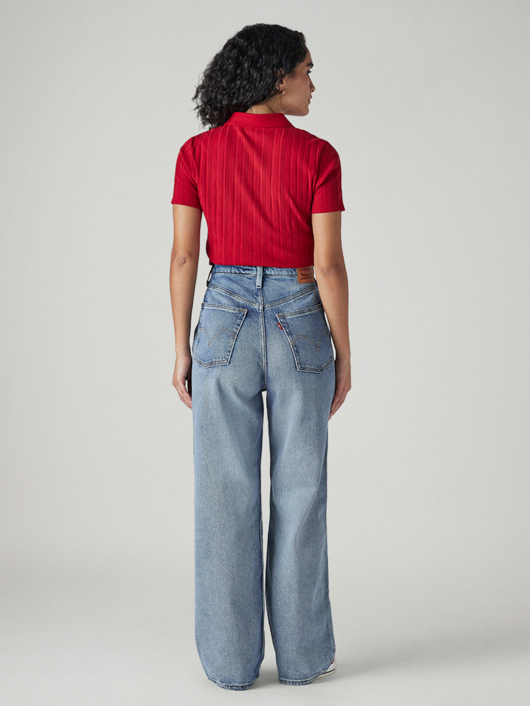 Women's Light Indigo Loose Fit High Rise Jeans - Back View