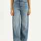 Women's Light Indigo Loose Fit High Rise Jeans - Front View