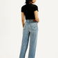Women's Light Indigo Loose Fit High Rise Jeans - Back View